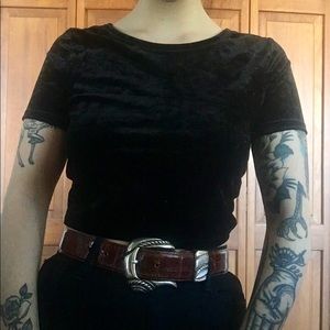Perfect Cropped Black Velvet Tee
